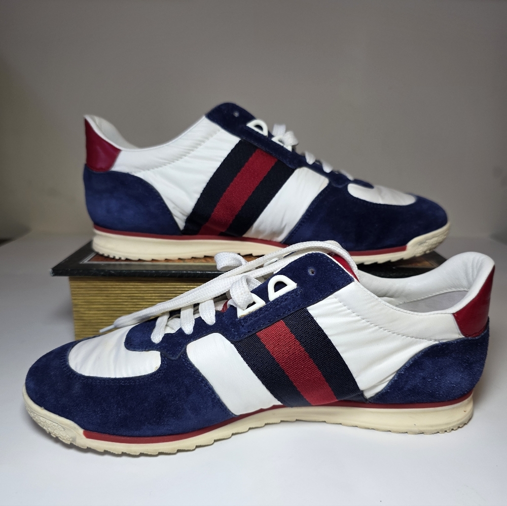 Gucci Signature Stripe Ace Suede/Nylon Sneakers- Authentic- Womens(EU 37.5 US 7) - Picture 4 of 16